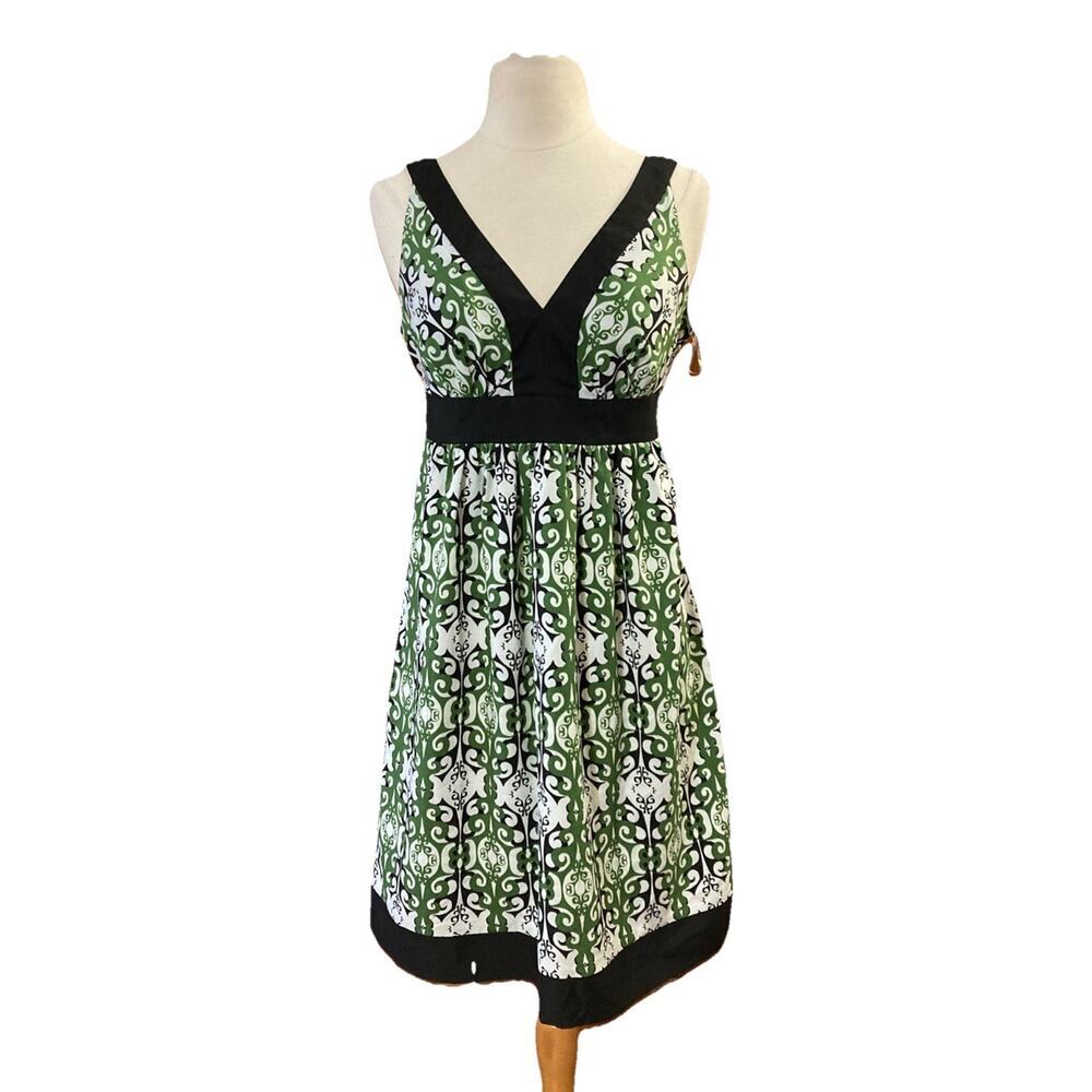 Loft sleeveless dress Sz 8P New Trulli green black ties‎ back Resort Vacation